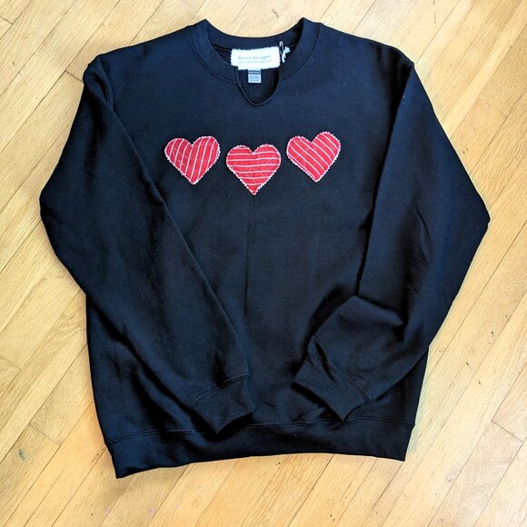 Sweatshirt with Vintage Quilt Hearts - SZ M - Picture 1 of 2
